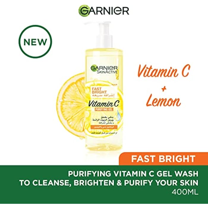 Garnier Fast Bright Vitamin C Purifying Gel Wash – 400ml Skin Care - Image 2
